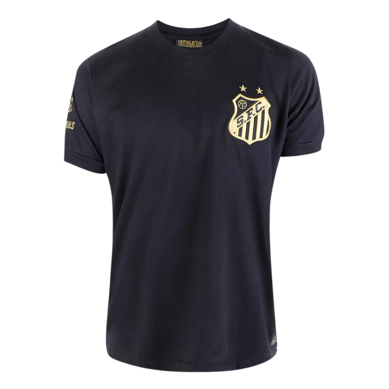 Camisa Peixão Pelé Athleta Comemorativa 1000 Gols Preta